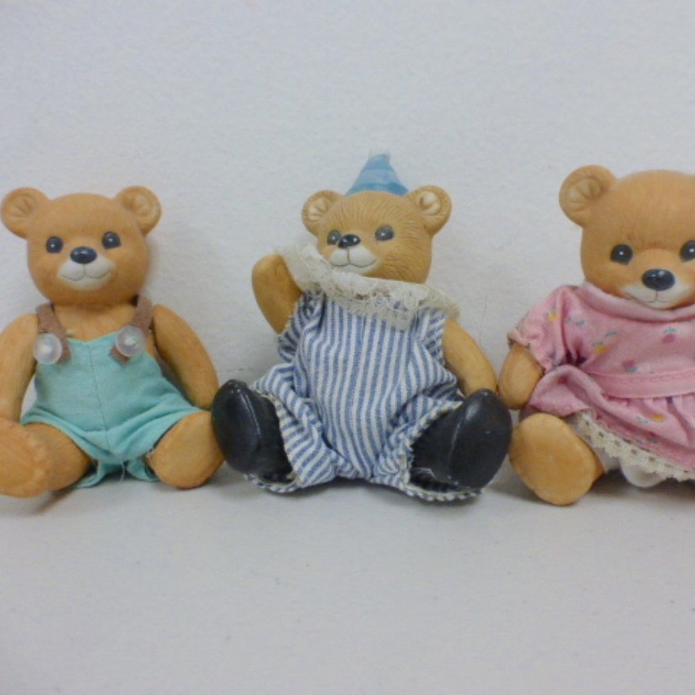 Homco 3 bears vintage ceramic Japan reticulated figures party birthday
